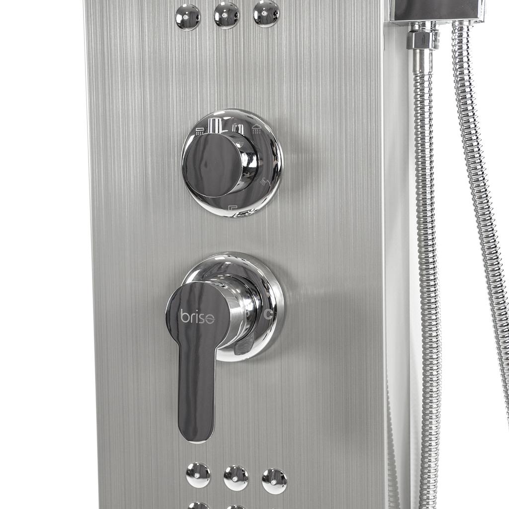 Rain Shower Panel Hydromassage Shelf Set Nickel-Plated Column