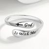 Inspirational Adjustable Ring Womens Gift Vintage Crossed Faith Finger Accessories Jewelry for Her Encouragement
