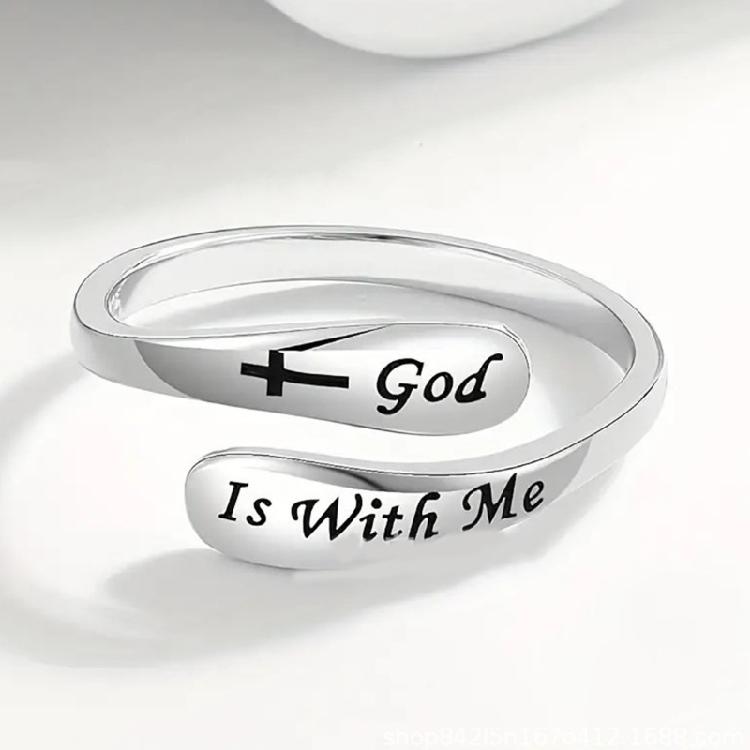 Inspirational Adjustable Ring Womens Gift Vintage Crossed Faith Finger Accessories Jewelry for Her Encouragement