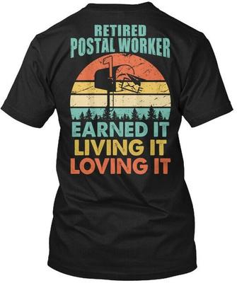 Retired Postal Worker Tee T-Shirt Made In the USA Size S To 5XL