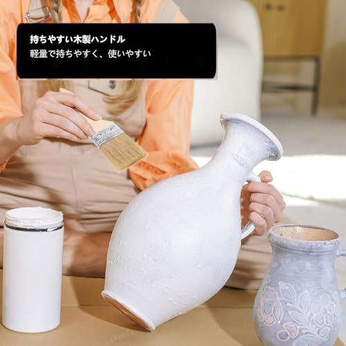 POPETPOP Pinceaux de Peinture, en Bois, Set de 10 Pièces, Polyvalents, Poils Blancs, pour Loisirs Créatifs sur PC, Peinture, Peintures à Base d'Eau et à Base d'Huile, Polyvalent Sou