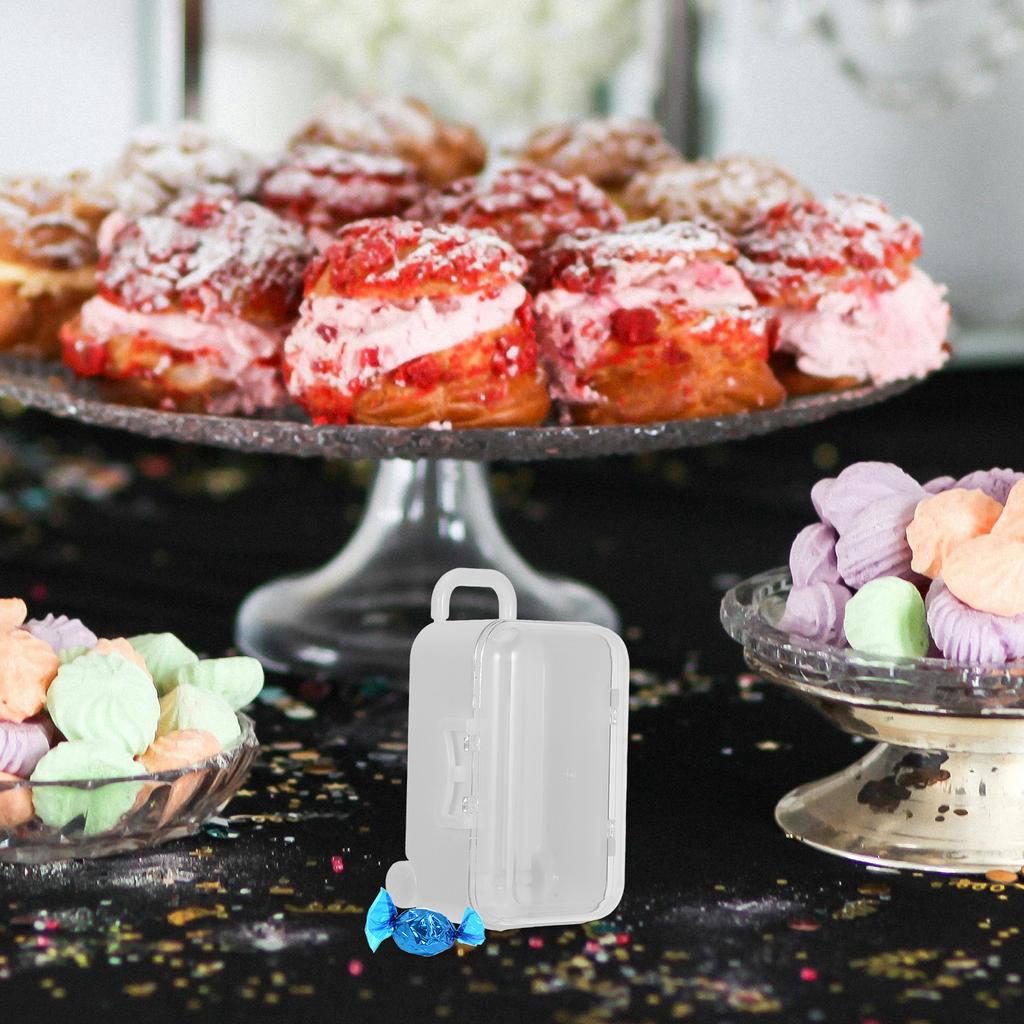 12Pcs Clear Mini Suitcase Candy Boxes Transparent Plastic Storage Boxes Travel Wedding Party Favor Decorations