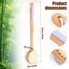 Double Sided Shower Body Brush Silicone and Dense Bristle Massage Back Scrubber Deep Cleaning Exfoliation Bamboo Long Handle
