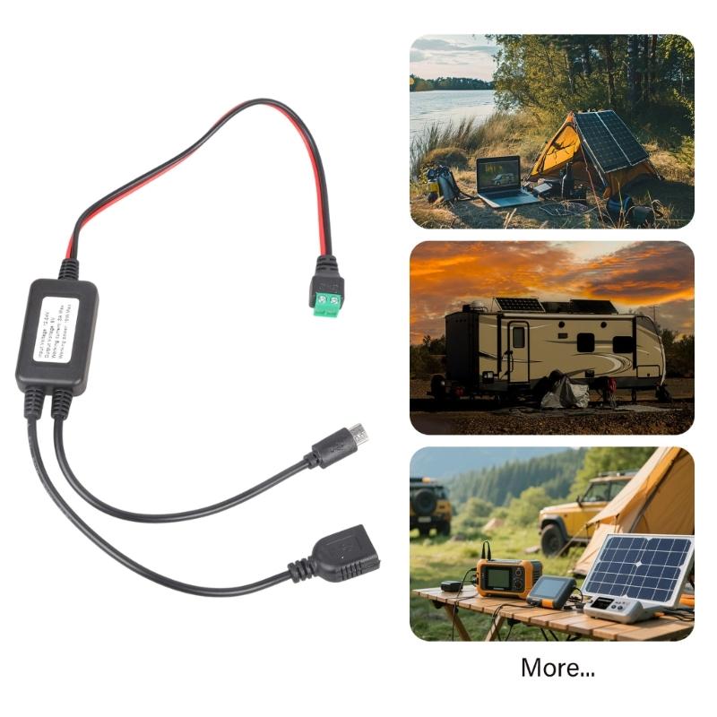 Modul konvertoru 12V/24V na 5V Napájecí adaptér Kabel 2pinový Bezsvařovací svorka k USB/Type C Step-down nabíjecí kabel