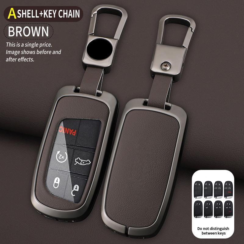 Interior Mouldings Metal Leather Car Key Cover Case Fob for Jeep Renegade Compass Grand Cherokee for Chrysler 300C Wrangler Dodg