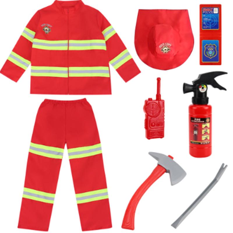 Children's Firefighter Costume for Kindergarten Role Play and Performance