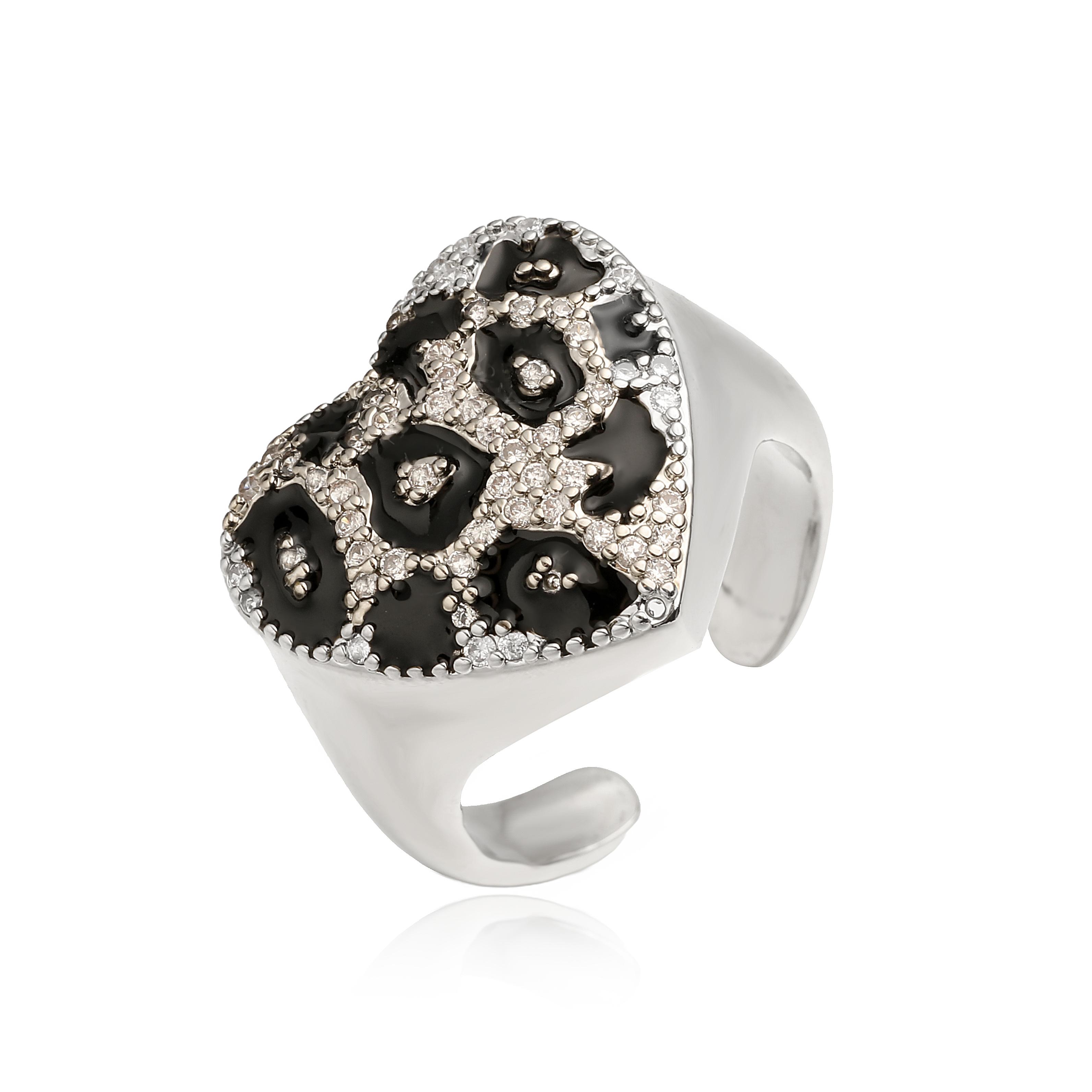

HECHENG,Two-tone Leopard Print Ring, Round Heart Shape Adjustable Jewellery Unisex Hip-Hop Y2K Accessory 1 Pc resizable