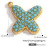 Capital A-Z Initial Letter Pendants Pave Blue Synthetic Stone Minimalist Jewelry Charm for DIY Craft Accessory