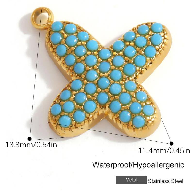 Capital A-Z Initial Letter Pendants Pave Blue Synthetic Stone Minimalist Jewelry Charm for DIY Craft Accessory