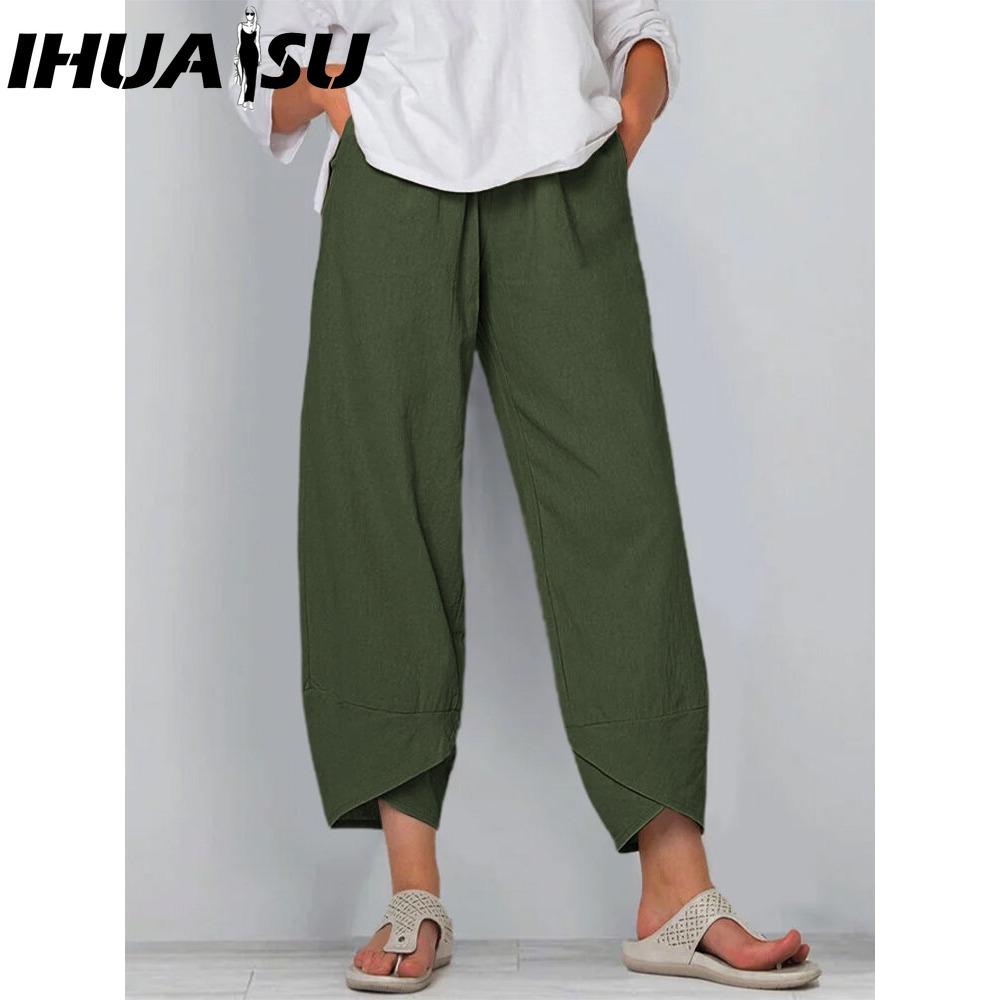 IHUASU Dammode Casual Enfärgat Tryck Hög Midja Byxor & Capris