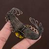 Natural Tiger Eye Gemstone Handmade Copper Wire Wrap Bangle Adjustable Q4r99