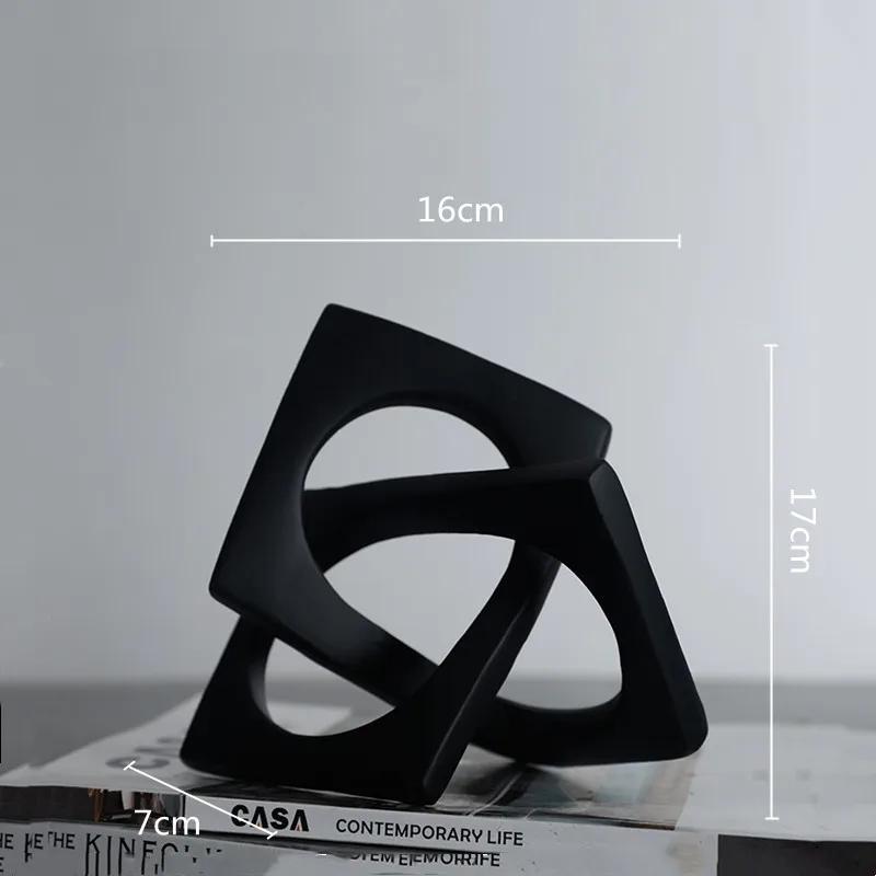 Creative Creative Geometric Ring Sculpture White Cross Square Hollow Winding Ornaments Decorative Figurines Home Decoration Acce