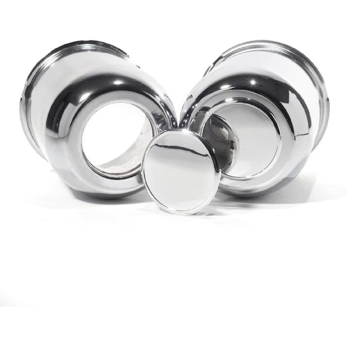 2-Pack Trailer Push Through Center Caps and Trailer Wheel Lug Sets - 3.74in Wheel Center Caps Chrome Wheel Cover Carbon Steel Hub Cap with 12 Chrome