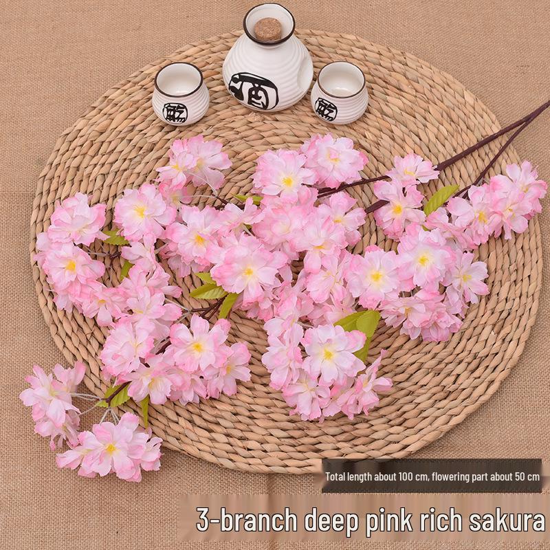 Silk Cherry Blossom Branch Artificial Vine: Floral Decoration for Weddings and Indoor Spaces