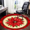 1pc Christmas Poinsettia Chair Carpet for Office, Round Non-Slip Durable Large Size Office Carpet, Suitable for Office, Beautiful Decoration