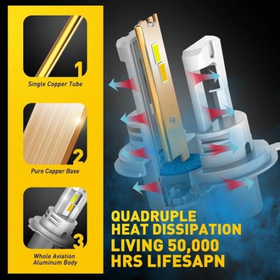 H4 HB2 9003 LED Headlight Bulbs Conversion Kit High Low Dual Color 2PC EA