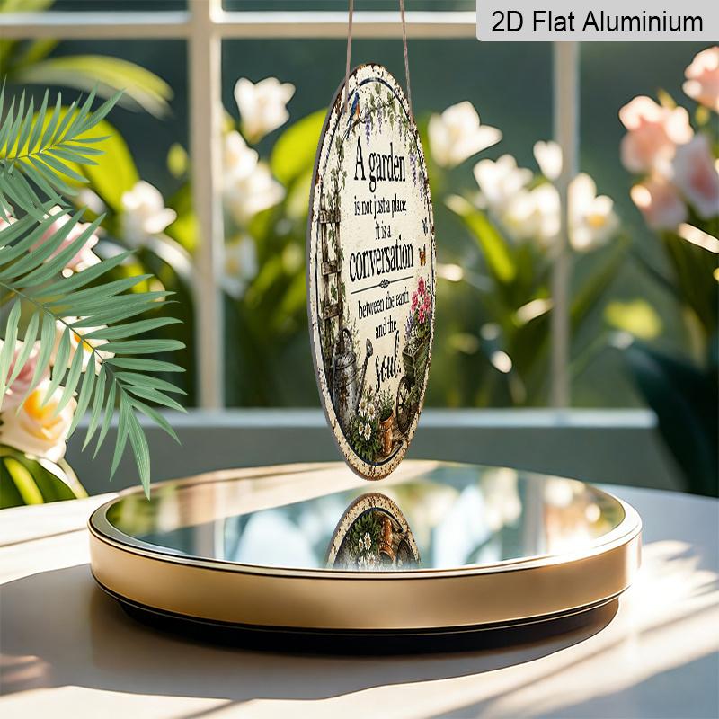 [Blumengarten Aluminiumschild] 2D Flach, 1 Stück Rundes Hängeschild - Ein Garten ist nicht nur ein Ort Inspirierendes Metallschild, Blumengarten Dekorative Schilder