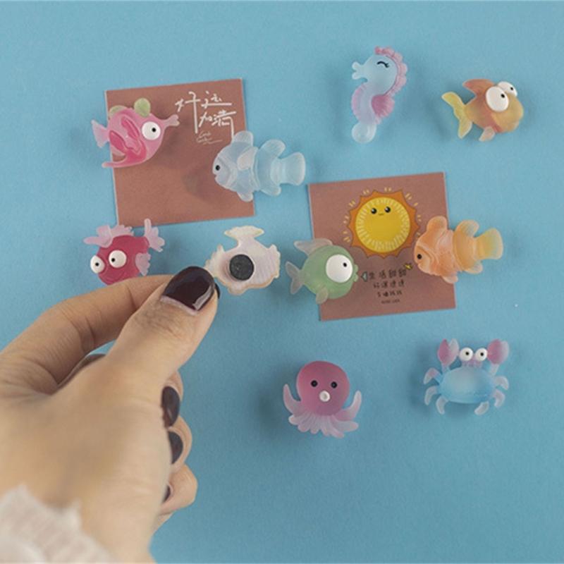 Set of 10 Cartoon Marine Life Resins Magnets with Secures Hold Refrigerator Magnetic Sticker For Home School Office Use