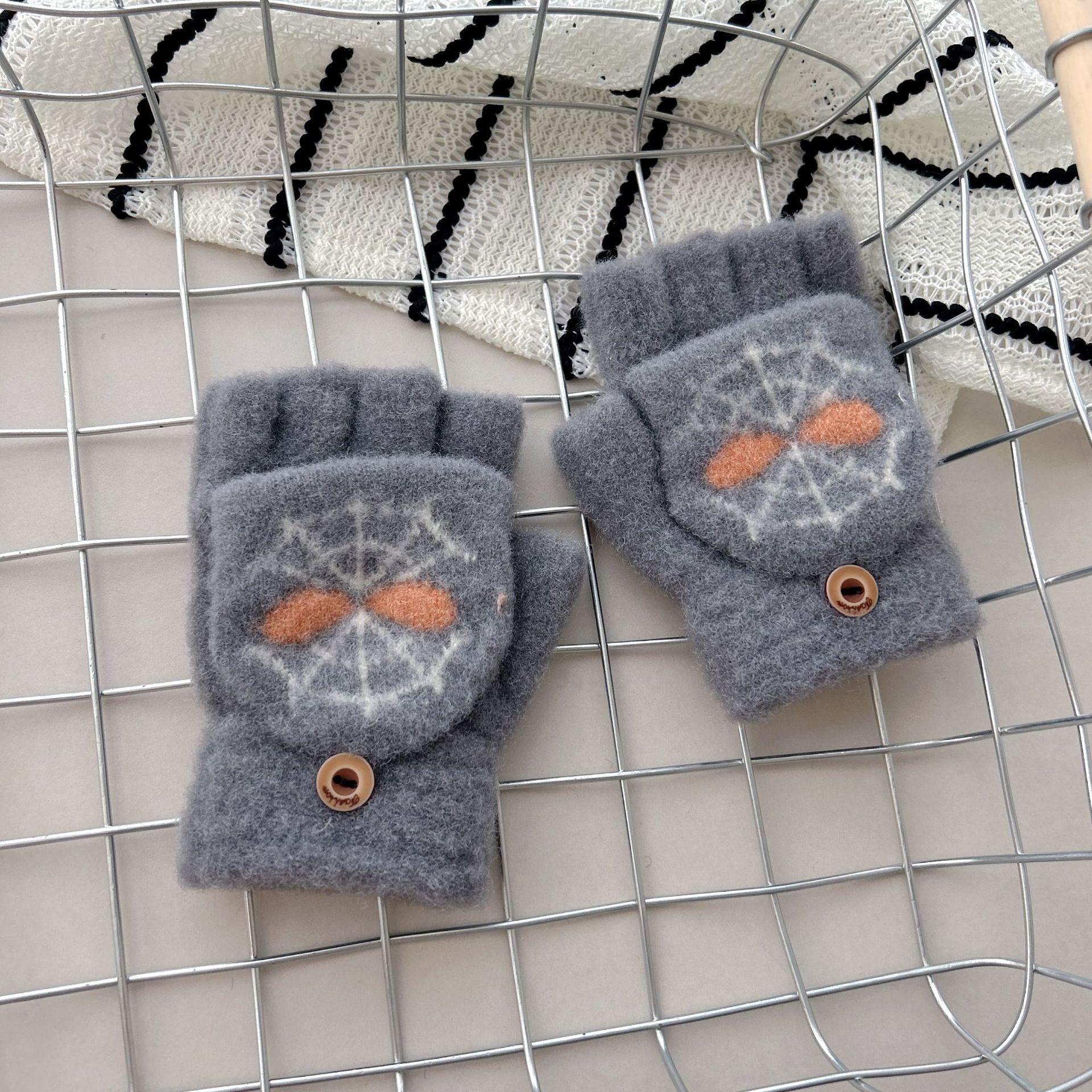 

Children s Cartoon Gloves Winter Warm Boys and Girls Writing Five Finger Spider Man Flip Knitted Gloves One Size