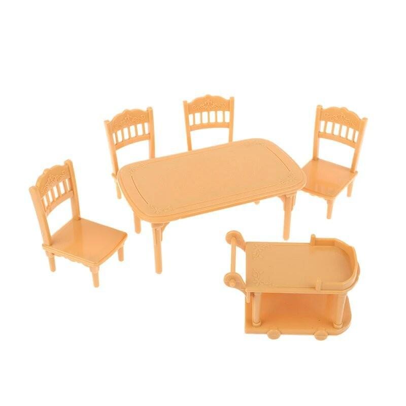 1:12 Dollhouse Miniature Plastic Food Cart Table And Chair Model, Furniture Home Model, Decor Toy Doll House Accessories