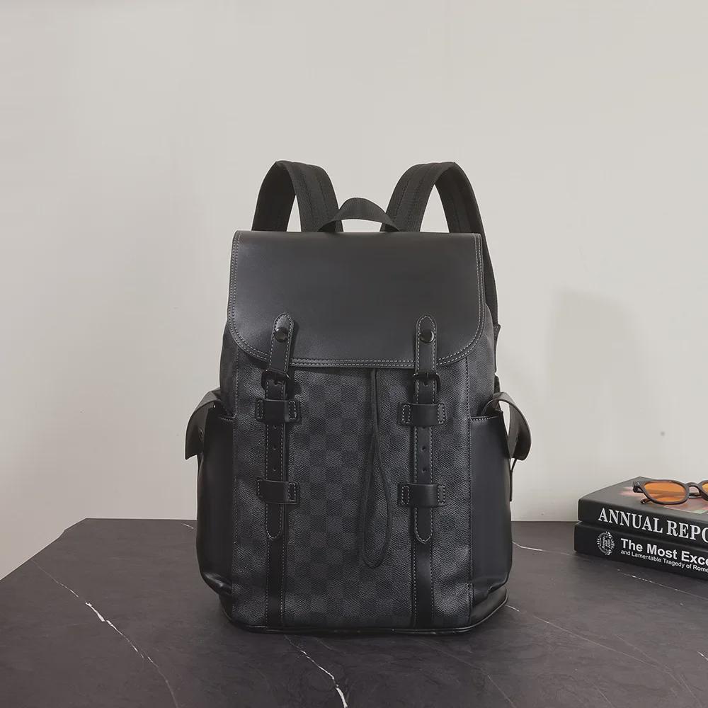 "2024 Trendy pledd klassisk ryggsekk for menn - stor kapasitet, allsidig og uformell"