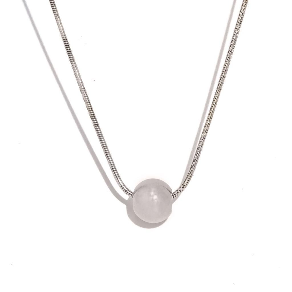 Minimalism Stainless Steel Round Bead Necklace Handmade Chain Collar Necklace Tarnish Resistant Jewelry for Women