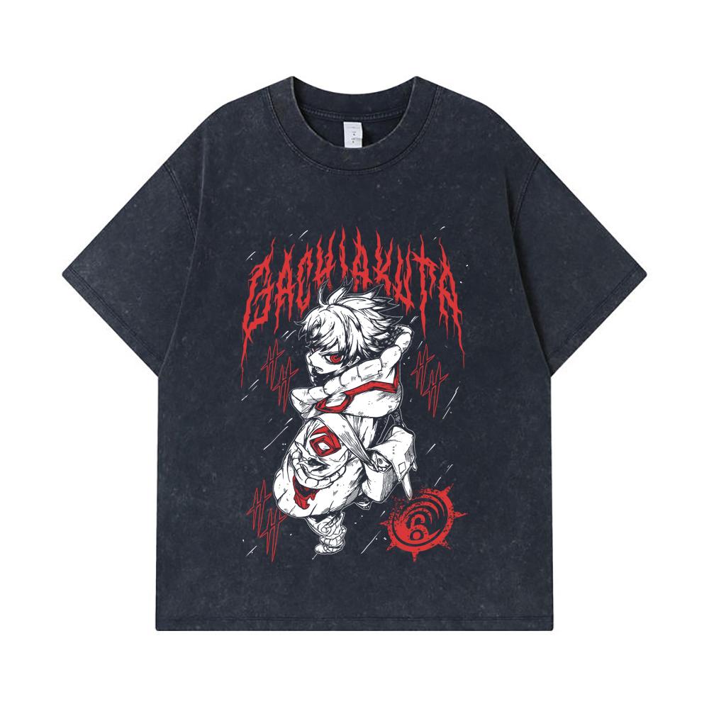 275 GSM Washed T-shirts 100% Cotton Gachiakuta V2 Rudo Print Unisex Heavy Cotton T Shirt
