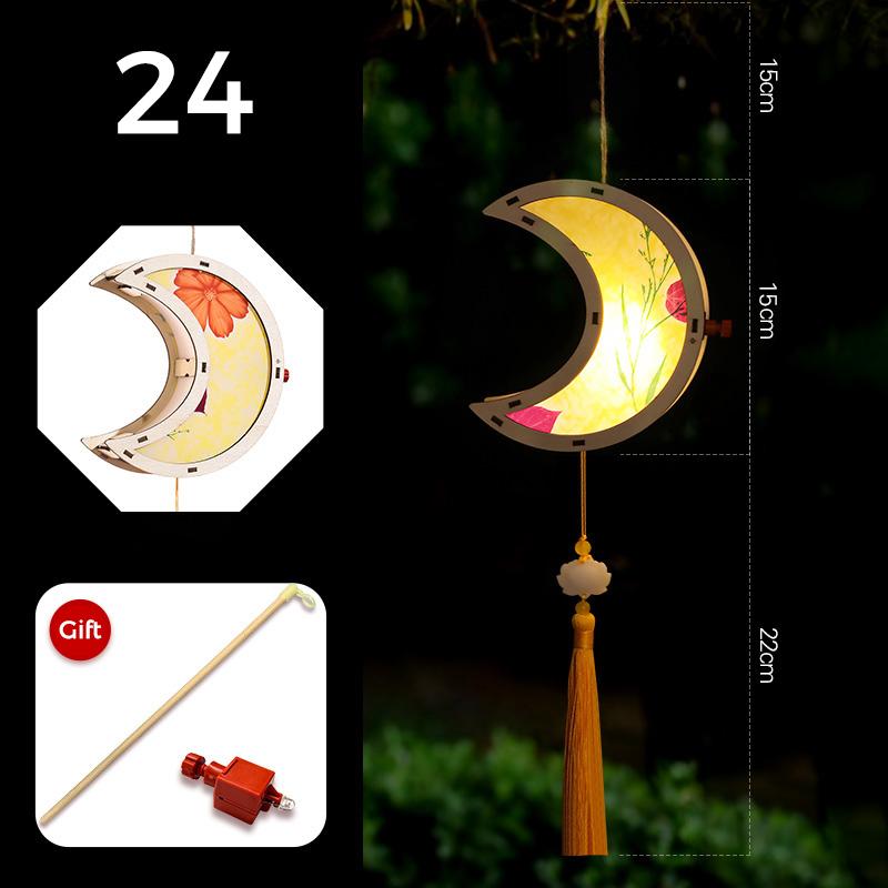 Mid-autumn Portable Lantern With Tassel Waterproof Chinese Antique Wood Carving Palace Light Lamp New Year Spring Festival Decor