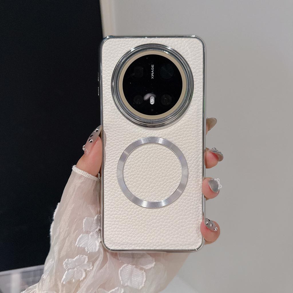 For Huawei P70 New Mobile Phone Case for Mate70pro Magnetic Electroplating Litchi Pattern P60pro Protective Cover