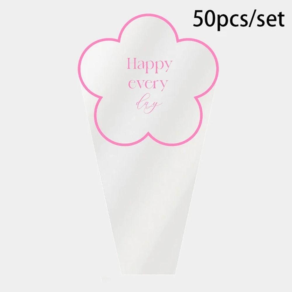 50pcs Transparent Flowers Packaging Plastic Bags Portable Bouquet Wrapping Paper Florist