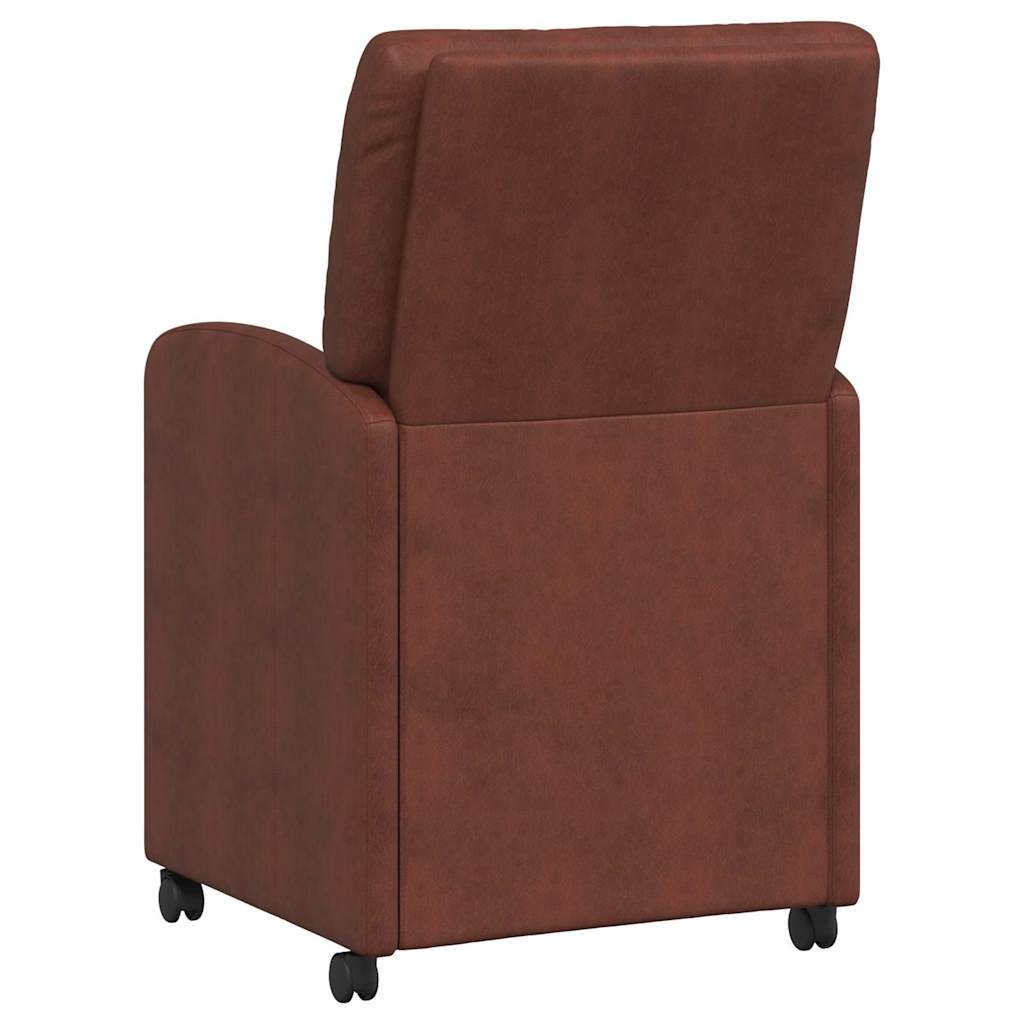 Dining Chairs with Casters 2 pcs Glossy Brown Faux Leather
