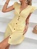 New Summer Women's Fashion Striped Printed V-Neck Flare Sleeve Dress