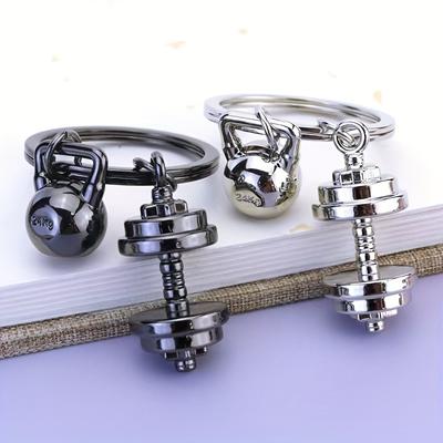 Europese en Amerikaanse modetrends gecombineerd met gouden materiaal DIY dumbbell sleutelhanger, street unisex hiphopstijl kleding en accessoires