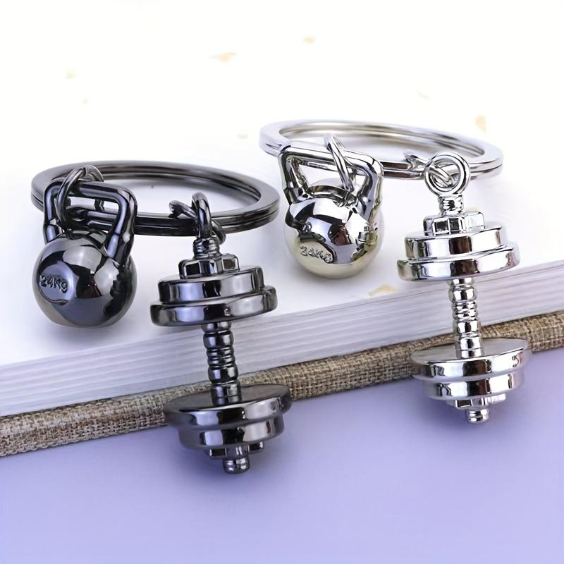 European And American Fashion Trends Combined With Golden Material DIY Dumbbell Keychain, Street Unisex Hip-hop Style Clothing And Accessories