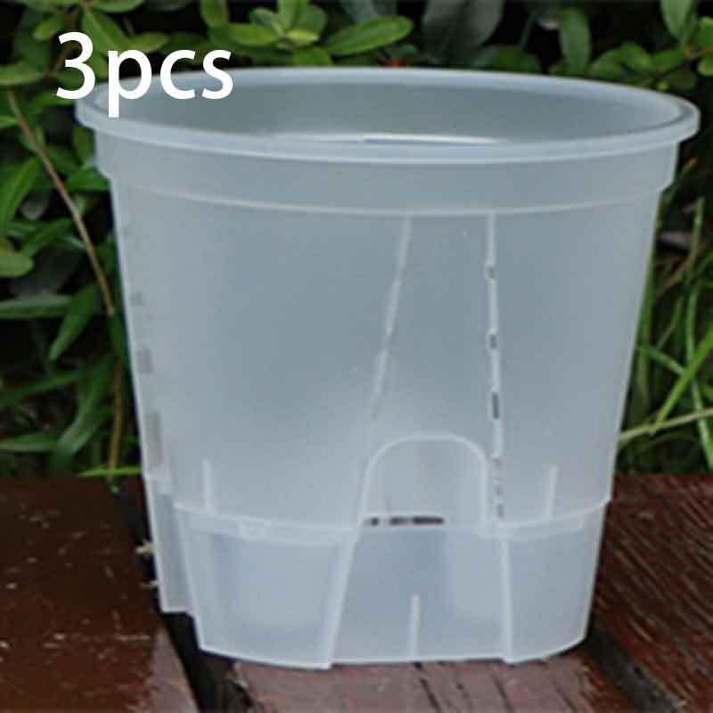 

1PC/3PCS clear plastic flower pot with deep reservoir and drainage hole, suitable for indoor and outdoor plants and flowers 3PCS прозрачный