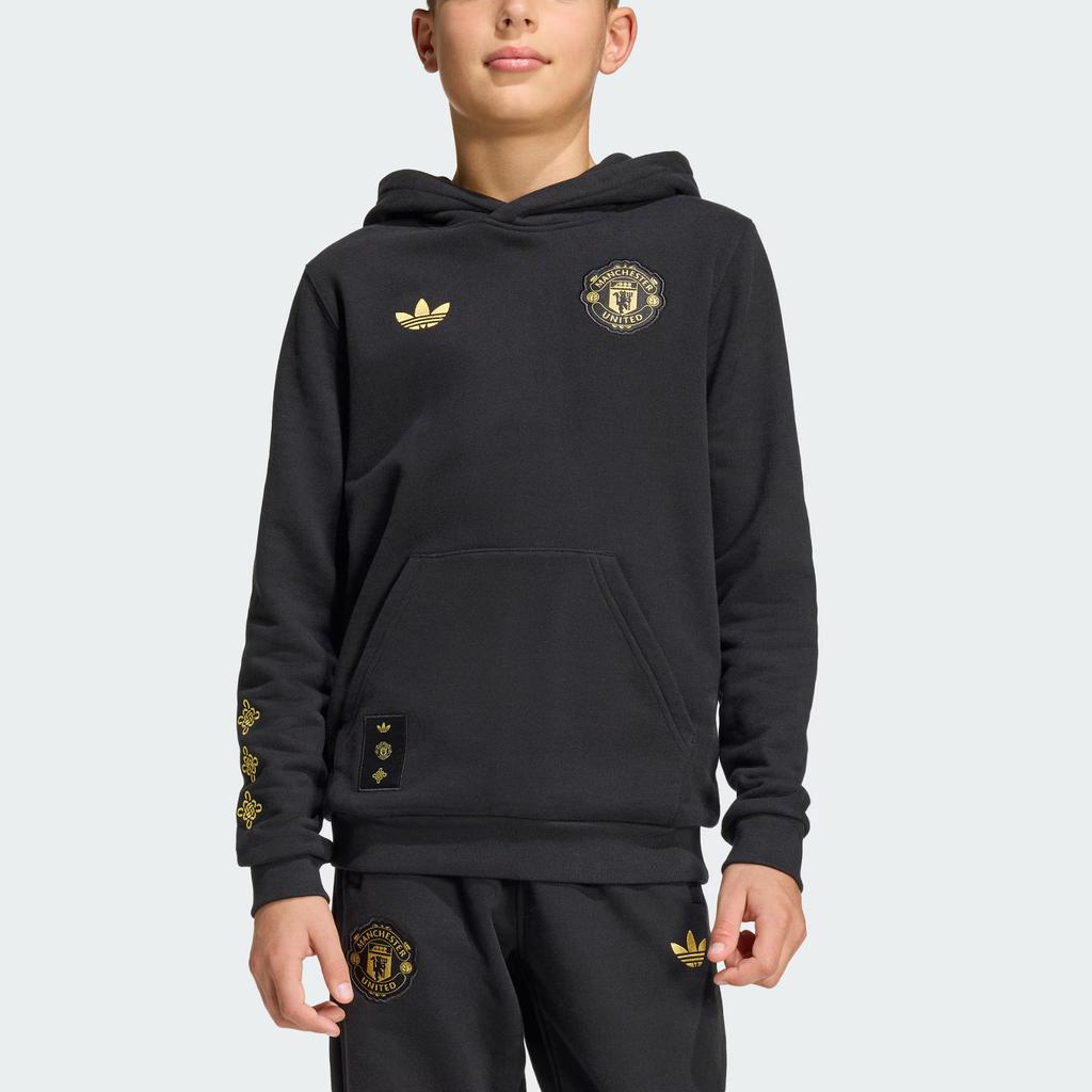 Adidas Oryginalna bluza z kapturem na co dzień Manchester United, luźna, z długim rękawem, dla dzieci, dziecięce bluzy z kapturem JM5570