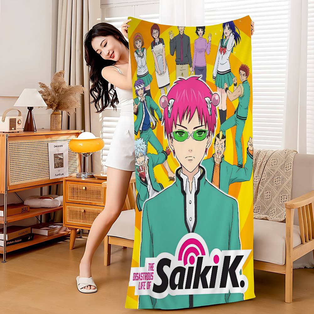 Saiki K Japanese Anime Big Microfiber Beach Towels Quick Dry Towel Sand Beach Towels Pool Towel for Travel Swim Pool Yoga