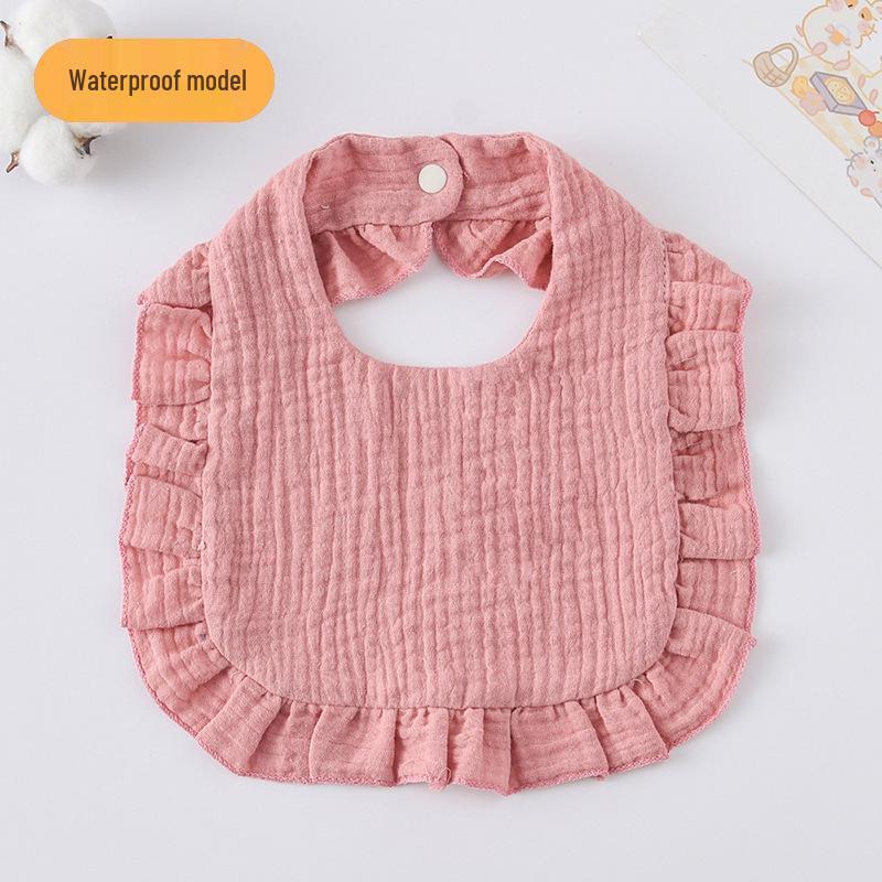 Ruffle Lace Waterproof Cotton Baby Bib (Seven-Layer Gauze)
