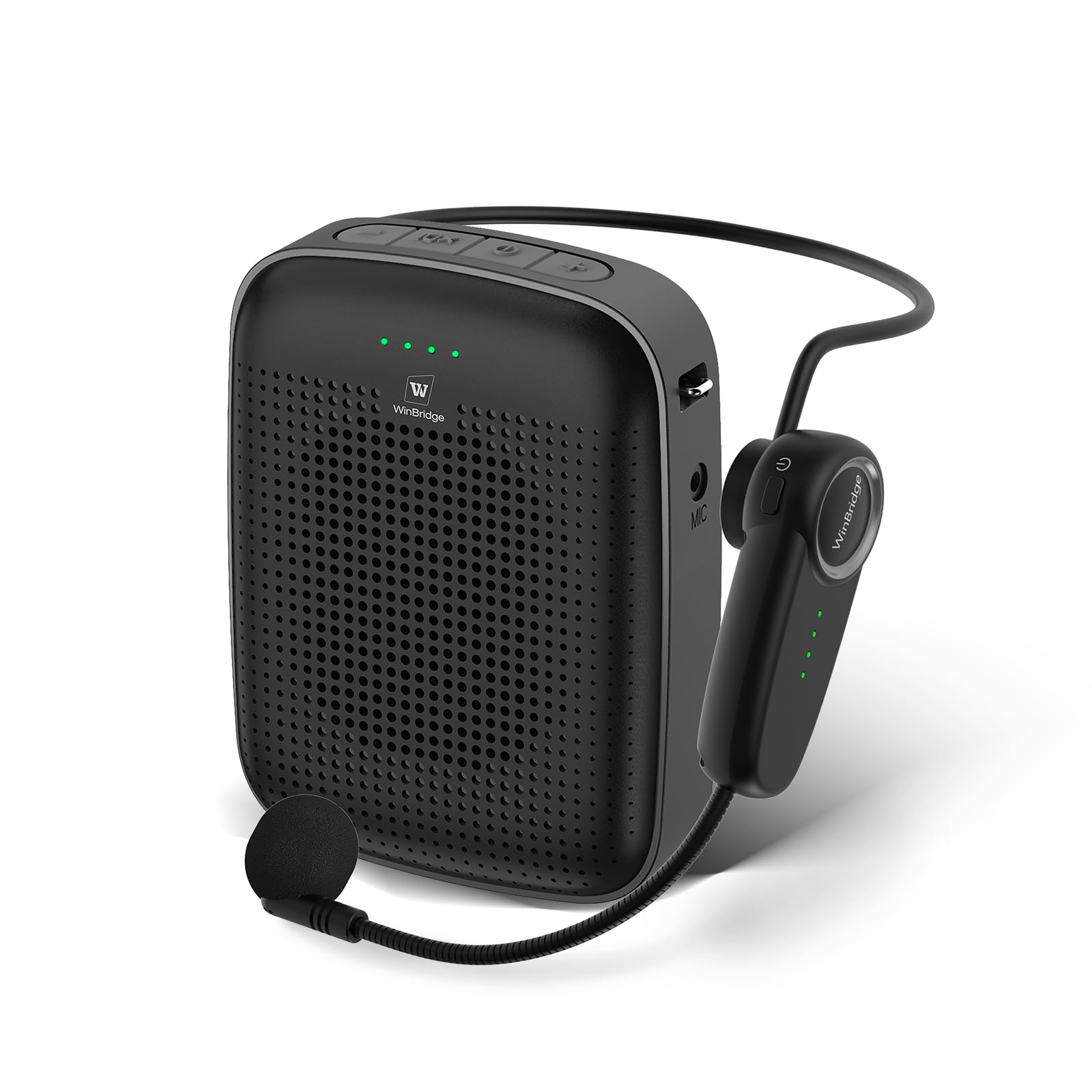 

W WINBRIDGE 15W Compact Portable PA System with Headset and Ideal for Retail Tourist and Speaker A002 Speaker, Hands-Free Speaker, Microphone, Events, чорний