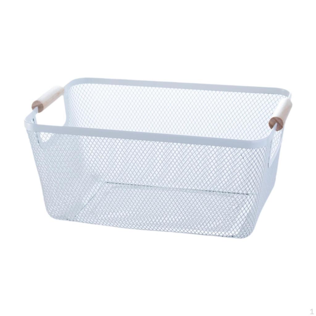 Mesh Container with Wooden Handles for Kitchen Organization And Vegetable Storage
