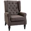 French-Style Living Room Armchair with Upholstered Seat and Cushions. Polyester. 74x86x102cm. Brown