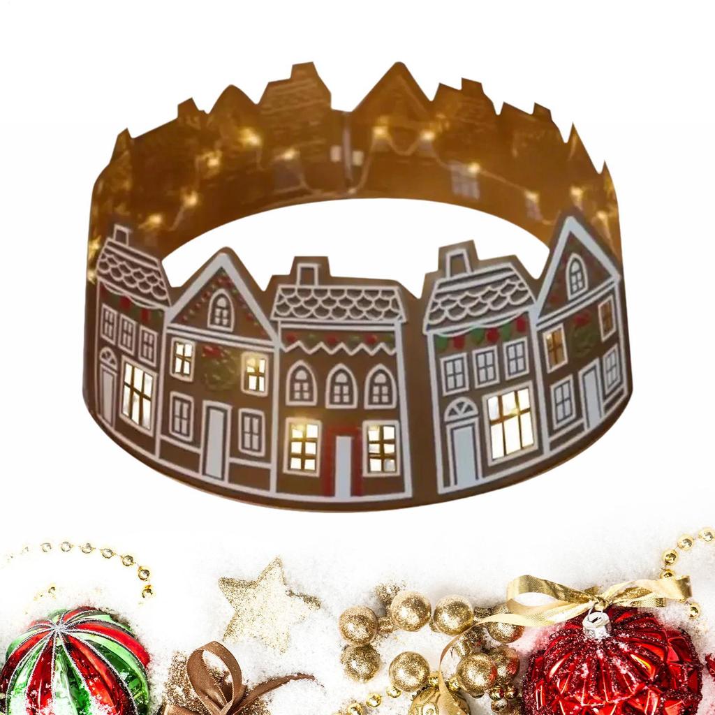 PVC Christmas Tree Collar LED Light Christmas Tree Skirt Collars Decorative Holiday Supplies For Fireplace Entryway Living Room
