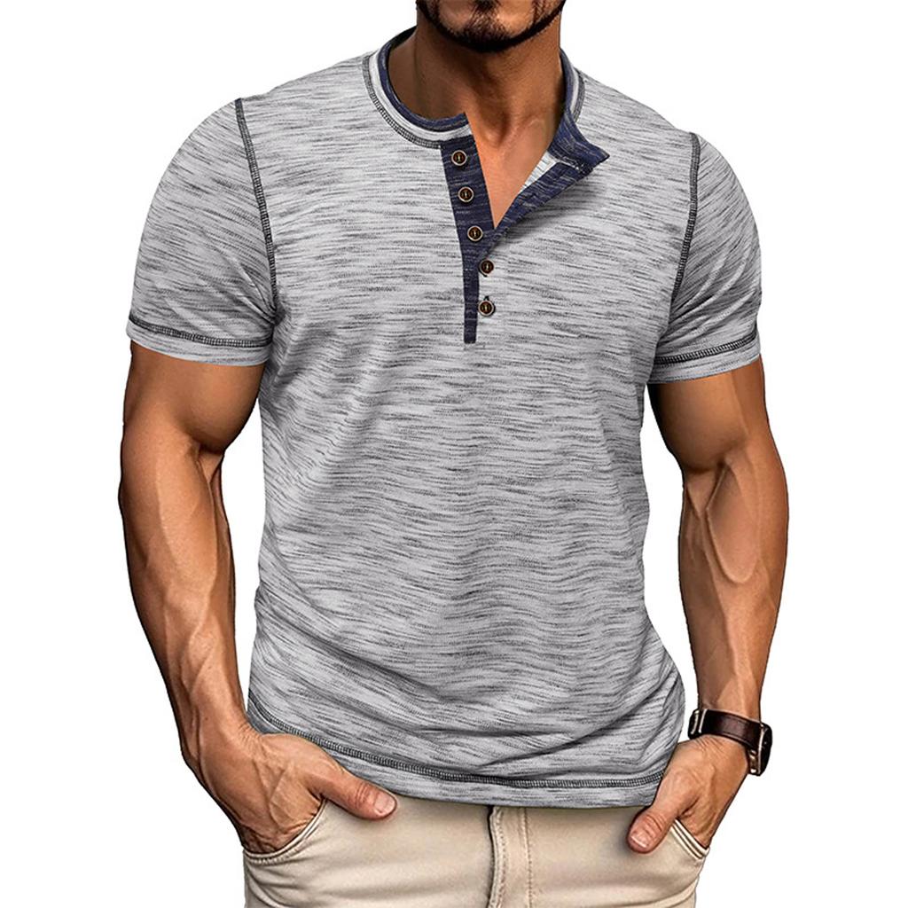 Men's Short Sleeve Henley Shirt Casual Slim Fit Button Down T Shirt Soft Lightweight Knit Top for Everyday Wear