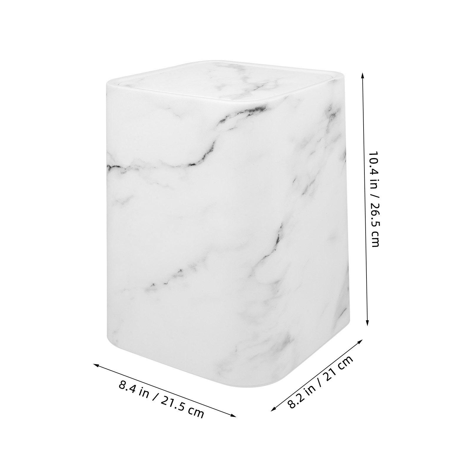

Marble Look Trash Can with Lid Modern Minimalist Waste Basket for Living Room Kitchen Bathroom Office Bedroom Hotel Dorm