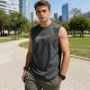 Męska kamizelka bez rękawów z okrągłym dekoltem, szybkoschnąca, siateczkowa, sportowa, z wzorem numer siedem, luźny krój, topy fitness, do noszenia na co dzień
