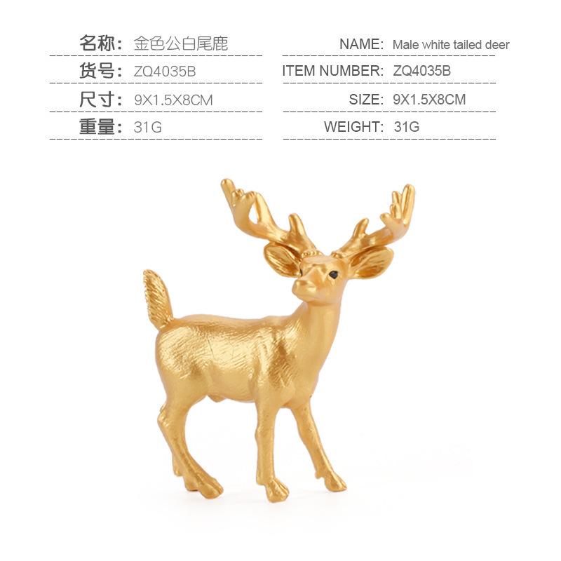 

Simulation Animal Model, Forest Animal 6-Piece Set, Gold Version, White-Tailed Deer Static Ornament Set, Toy.