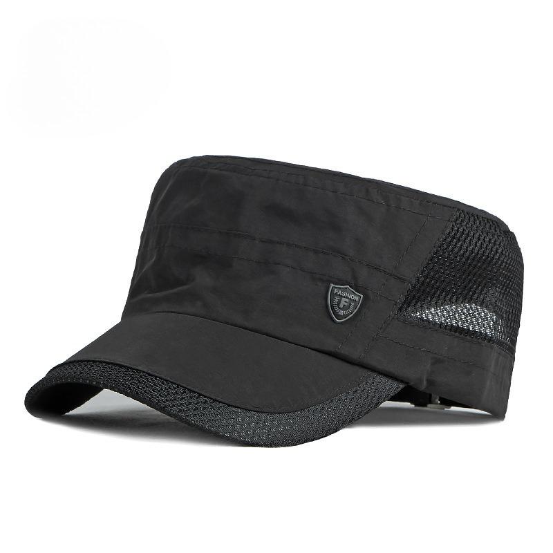 Quick Dry Military Cap for Men Women Summer Mesh Breathable Flat Top Hat Sun Protection Outdoor Sports Casual Cadet Cap Thin Peaked Hat