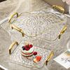 Clear Plastic Storage Tray Large Capacity Dessert Fruit Tray Plate Double Handle Jewelry Decorative Tray Home Kitchen Organizer