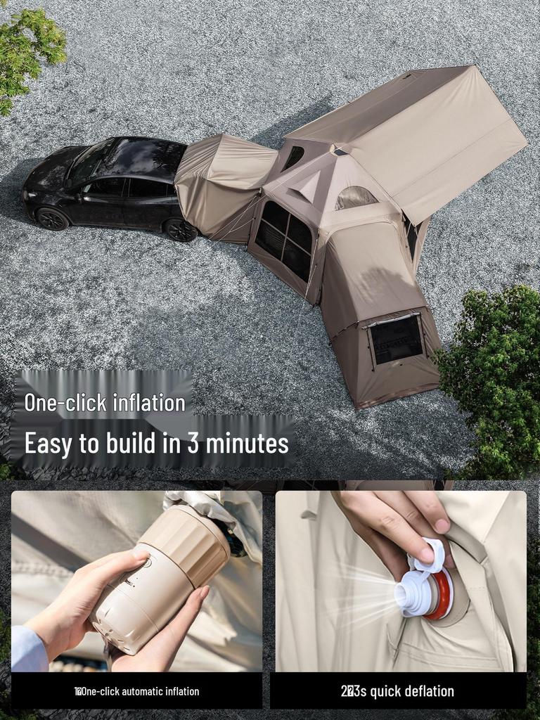 2025 Explorer Automatic Inflatable Tail Tent: SUV & Tesla Rainproof Camping Solution