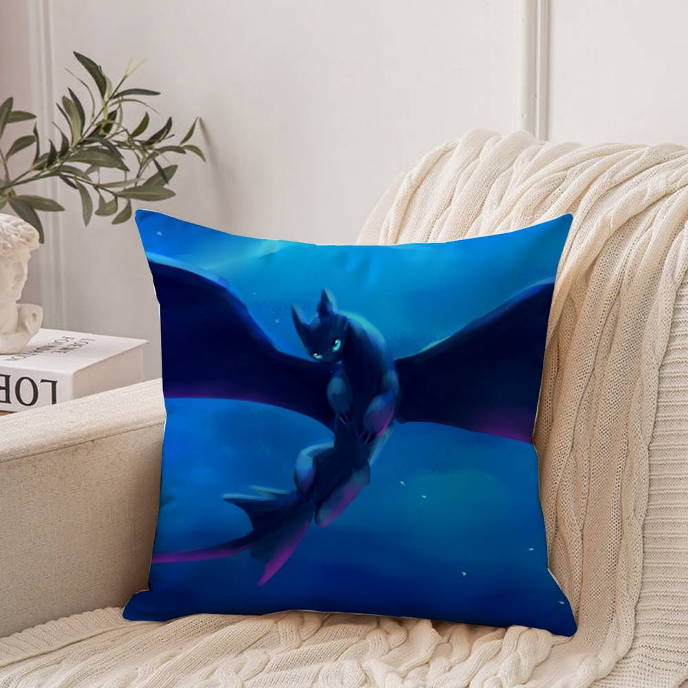 Housse de coussin anime Dragon T-Toothless Décoration d'intérieur Jeté pour canapé, lit, voiture Décoration de chambre Idée cadeau
